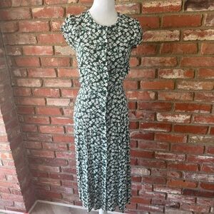 Reformation Green Floral Maxi Dress with White Blooms